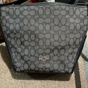 Coach Black “C” Fabric and Leather Crossbody